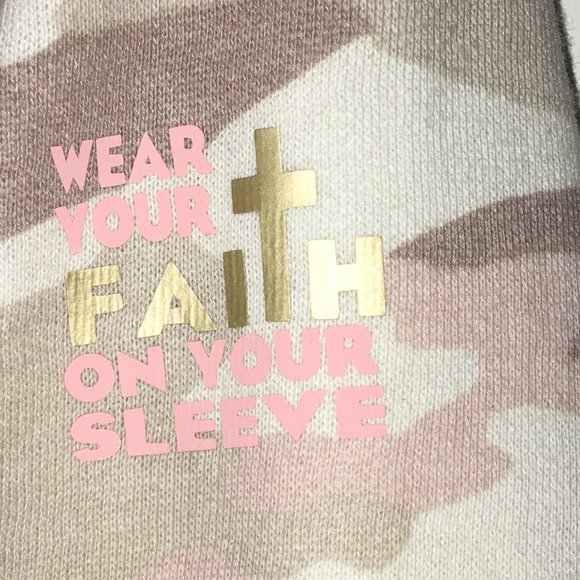 Pink Camoflage Hooded Sweatshirt with Graphic, Size XS - Picture 3 of 3